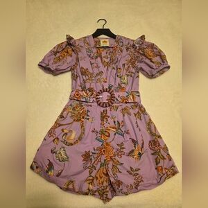 Farm Rio Lilac Floral Monkey Short Sleeve Romper XXS